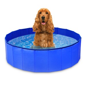 GoPetee Foldable Dog Swimming Bath Pool Puppy Cats Paddling Pool Outdoor/Indoor Bathing Tub for Pet Children Kid
